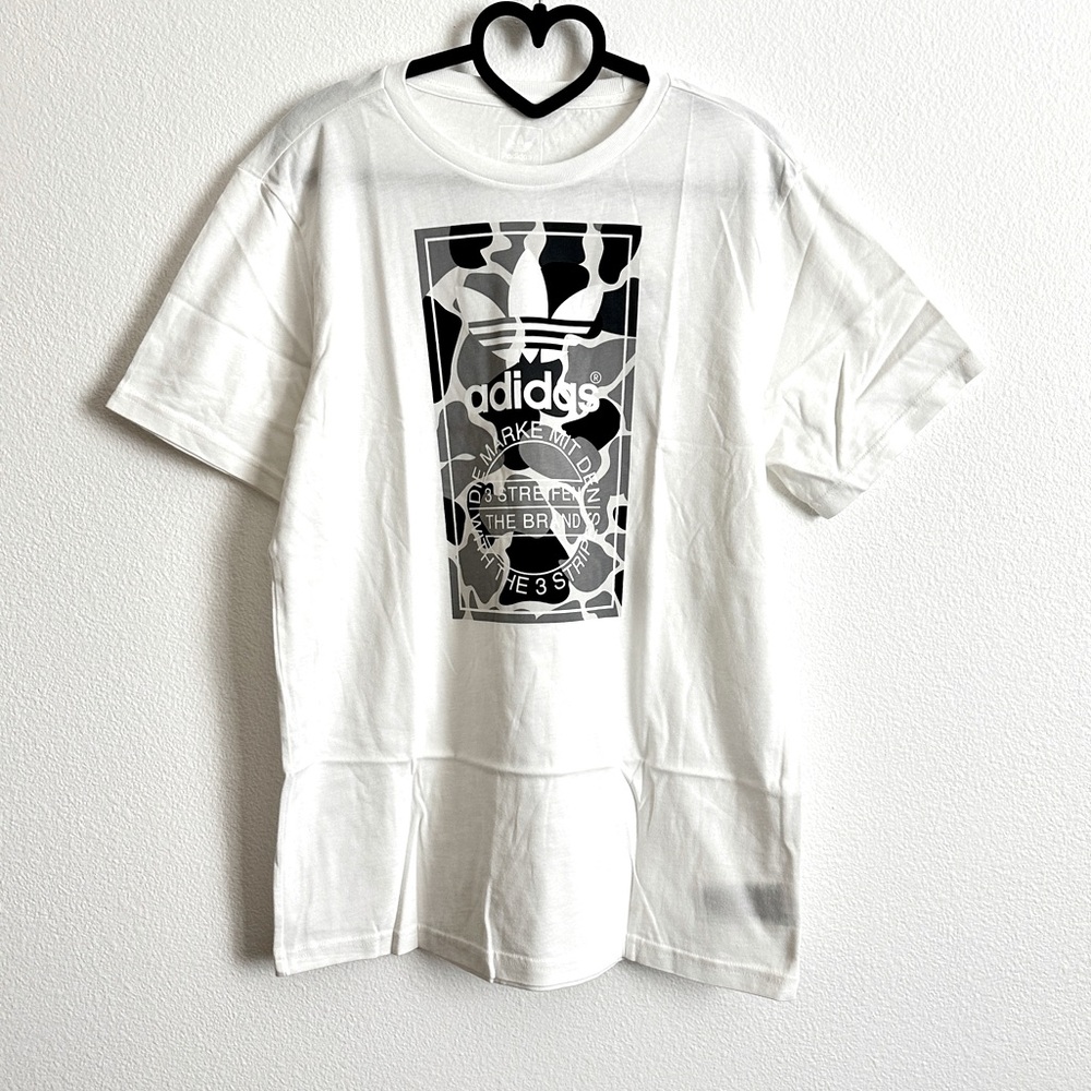 Adidas White Gray The Brand With The 3 Stripes Camo Graphic T-Shirt Size XL